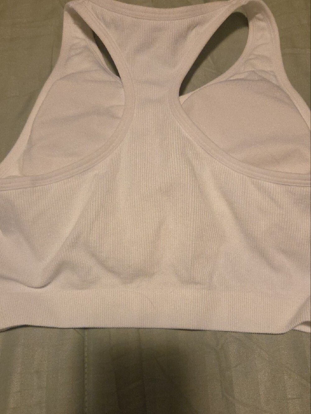 White Ribbed Racerback Sports Bra - Picture 3 of 6